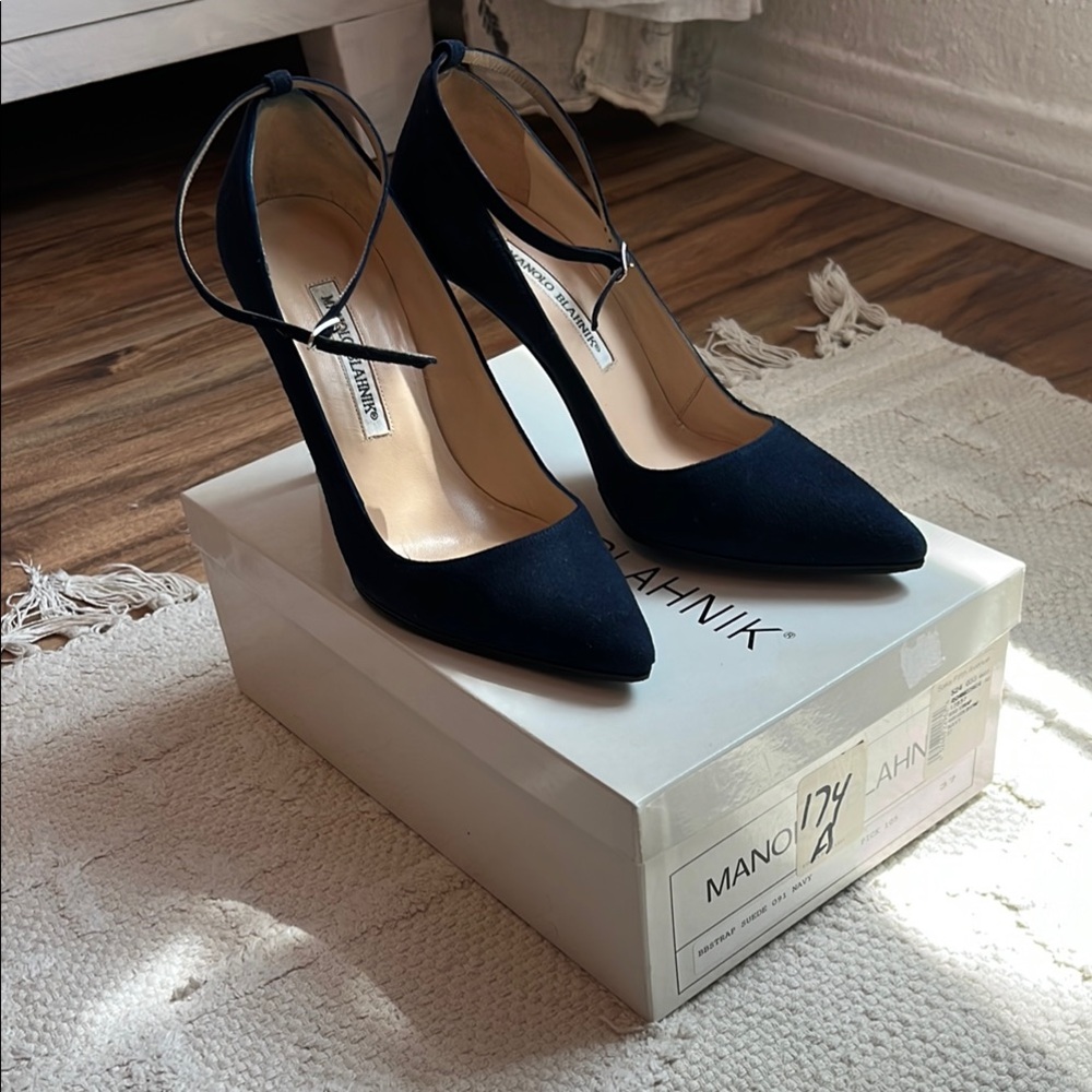 Manolo Blahnik Blue Suede Women's Shoes